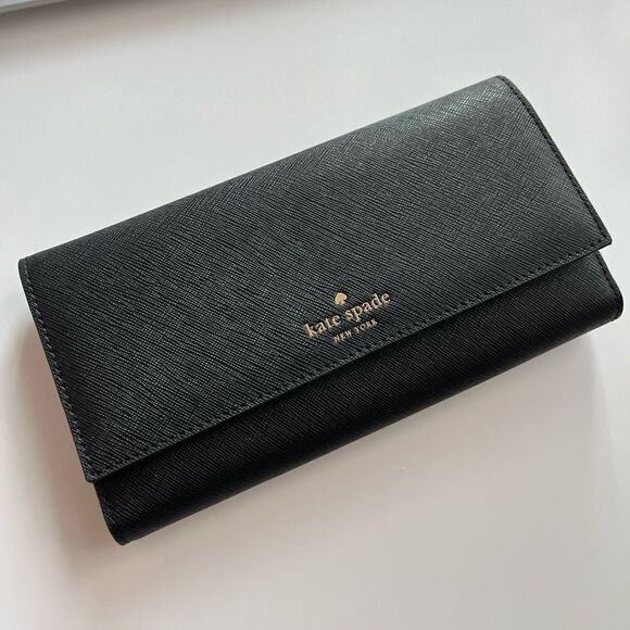 Kate Spade Saffiano Leather‎ Black Phone Wallet, NEW WITHOUT TAG - Picture 1 of 7